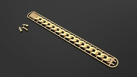 cuban chain bracelet 09 hip hop jewelry gold silver printable jewel jewellery bracelets 3d print model - Mito3D