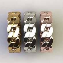 cuban chain ring cuba chains men gents valentine jewel braslate gold cnc 3dprint rhino jewelry rings printable engagement wedding earrings 3d print model - Mito3D