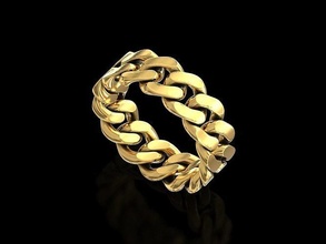 cubain chaîne bague bijoux or argent mariage bande couple mode sterling engagement imprimable solide audacieux gemme lien anneaux 3d print model - Mito3D