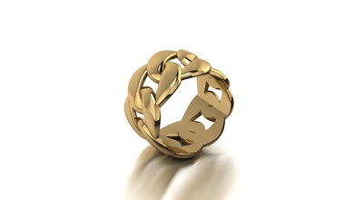 cuban chain ring famous design gold shining jewelry sterling jewellery silver jewel printable cad model twisted luxury unique style rings 3d print model - Mito3D