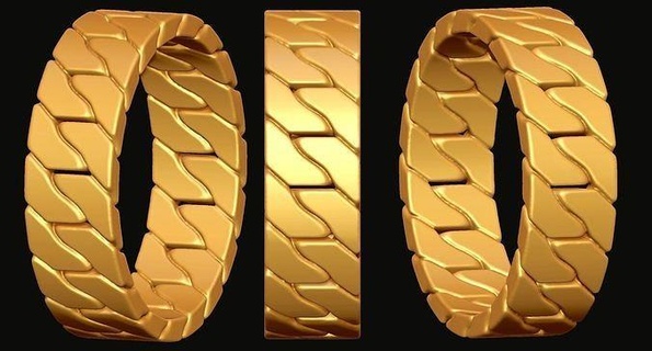 cubain chaîne bague empilable bijoux Cuba lien liens mode femmes bande Etats Unis Canada imprimable cire or luxe anneaux celtique uni 3d print model - Mito3D