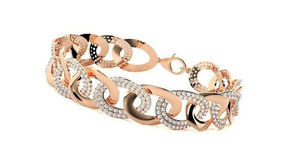 cuban chain style high jewelry diamond bracelet 3dm stl renders heavy unisex printable jewel wedding jewellery luxury bracelets italian 3d print model - Mito3D