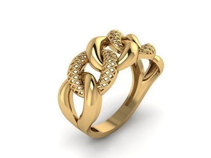 cuban chain woman ring gold silver jewel jewellery womanrings chainring cubanchainrings fashion fashionring printable valentine wedding love 3d 3dprint jewelry rings 3d print model - Mito3D