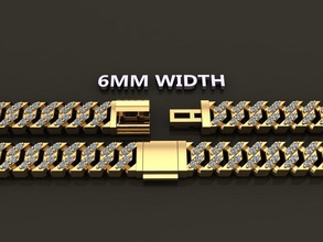 Küba elmas Zincir bağlantı Kutu stil 6mm Genişlik takı bilezik kolye Miami karıştırmak boyut moda akım 3d print model - Mito3D