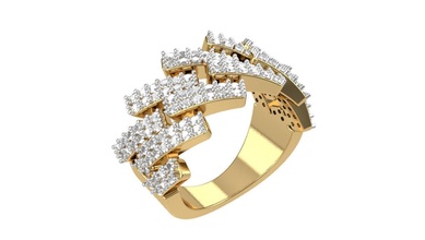 cubain messieurs or bague argent imprimable Hommes diamant mode tendance bijoux anneaux 3d print model - Mito3D