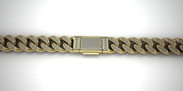 cuban link chain - 1 mm diamonds jewelry strength connection accessory bracelet gold silver platinum necklace diamond printable bracelets 3d print model - Mito3D