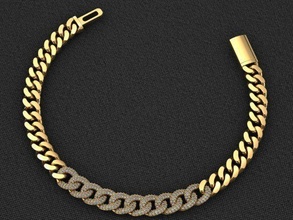 cuban link chain diamond bracelet or necklace miami monaco linkchain gold silver jewel jewellery jewelry 3dprint printable chocker gem necklaces bracelets 3d print model - Mito3D
