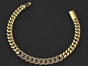 cubano enlace cadena diamante pulsera or collar miami mónaco oro plata joya joyería 3dprint imprimible chocker collares esposas 3d print model - Mito3D