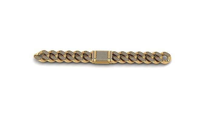 cubain lien chaîne Collier bijoux or argent imprimable diamant bague bracelet anneaux pendentif gemme bijou hommes colliers 3D print model - Mito3D
