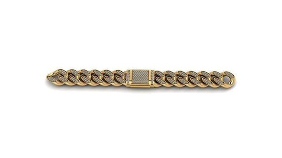 cubano collegamento catena collana gioielleria oro argento stampabile diamante squillare braccialetto anelli pendente gemma gioiello Uomini collane 3d print model - Mito3D