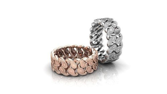kubanisch Verknüpfung Kette Ring jagen Silber Gold Schmuck Ringe 3d print model - Mito3D