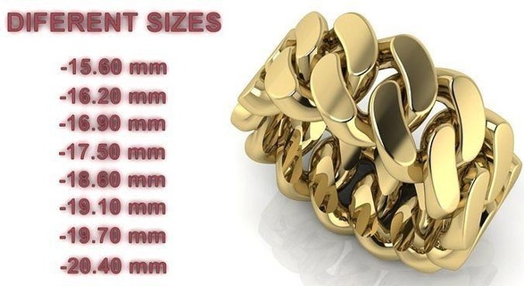 cuban link chain ring 10 mm wide - diferent sizes gold luxury jewelry printable rings links fashion band stackble wax men mens solid design 10mm 3d print model - Mito3D
