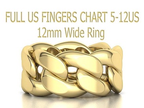 cuban link chain ring 12mm wide us-chart finger sizes jewelry fashion band links stackable luxury usa canada uk printable wax gold rings celtic united states mens 3d print model - Mito3D