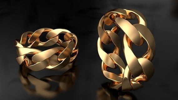 kubanisch Verknüpfung Kette Ring 8 mm breit 3d drucken Modell Gold Juwel Miami Silber Schmuck druckbar Mode Florida neues Ringe 3d print model - Mito3D