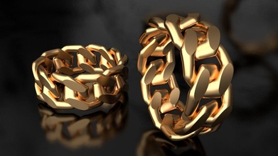 kubanisch Verknüpfung Kette Ring 8 mm breit Gold Silber Schmuck druckbar Diamant Juwel Miami Mode Halskette brillant Ringe 3d print model - Mito3D
