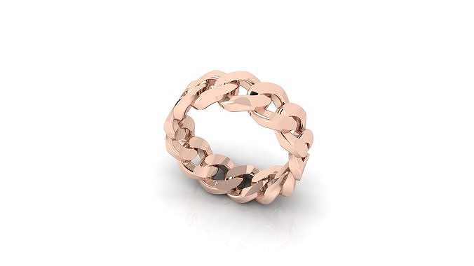 cuban link chain ring oll size jewelry gold diamond rings 3D print model - Mito3D
