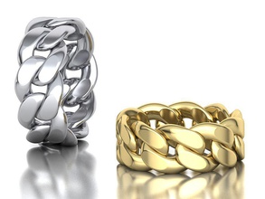 kubanisch Verknüpfung Kette Ring stapelbar 10mm breit Schmuck Links Mode Band USA Kanada Vereinigtes Königreich druckbar Wachs Gold Luxus Ringe keltisch Männer 3d print model - Mito3D