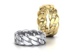 cubano enlace cadena anillo apilable 8 mm amplio joyería joya Enlaces Moda mujer banda Estados Unidos Canadá Reino Unido imprimible cera oro lujo anillos 3d print model - Mito3D