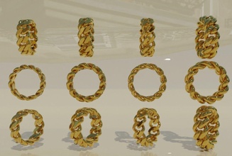cubano ligação anel joalheria noivado ouro prata esterlina objeto argolas 3d print model - Mito3D