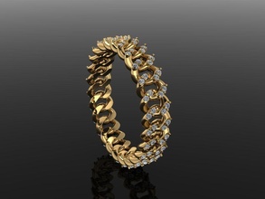 cuban link diamond band ring size 6 fashion trends jewelry dainty narrow unisex men female women male hiphop style rings 3d print model - Mito3D