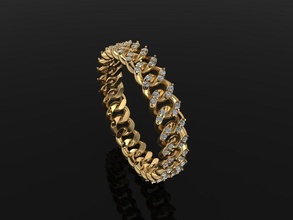 cuban link diamond band ring size 8 jewelry style fashion trends dainty vintage classic luxury antique modern mix jewellery unisex men female rings 3d print model - Mito3D