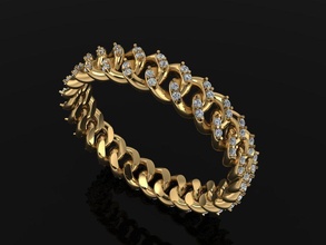 cuban link diamond band ring size 9 jewelry infinity miami style fashion trends gold luxury mix dainty vintage unisex rings 3d print model - Mito3D