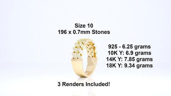 cuban link diamond ring size 10 jewelry rings 3d print model - Mito3D