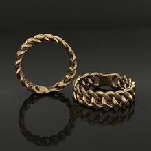 cuban link fused mix size jewelry ring band fashion unisex antique vintage retro minimalist miami hip hop rings 3d print model - Mito3D