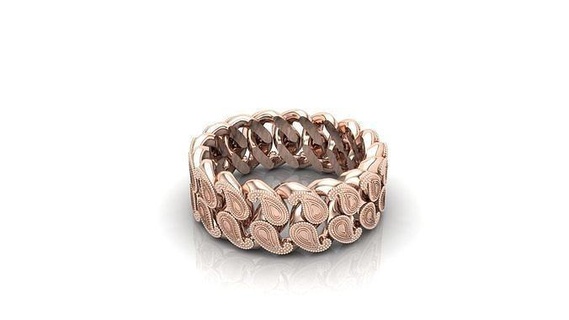 cubano enlace cachemir anillo oro plata joyería joya anillos 3d print model - Mito3D