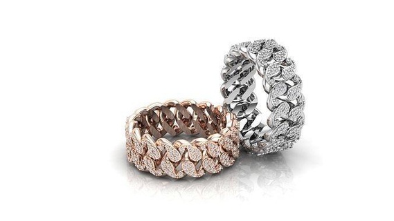 cubano enlace cachemir anillo joyería oro plata Boda brillante cadena marca 2023 hermoso platino libra esterlina joya anillos 3d print model - Mito3D