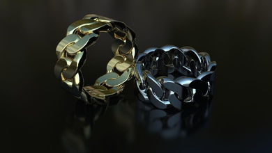küba bağlantı yüzük takı lüks platin iş altın gümüş yazdırılabilir parmak sterlin bağlantısı cubanlinkring moda yüzükler 3d print model - Mito3D