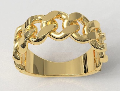 cuban link ring rings chain groumet gold jewelry jewel jewellery links printable fashion silver pauloranieri trendy 3d print model - Mito3D