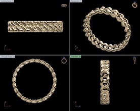 thin cuban link ring 3 sizes jewelry jewellry fashion luxury gold platinum silver gem stone diamond rings 3d print model - Mito3D