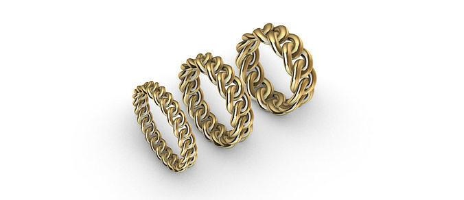 cuban link rings fixed ring open earrings design cubanlink gold silver jewelry jewellery fashion printable 3dprinted 3d print model - Mito3D