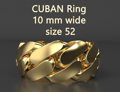 cuban ring 10 mm wide size 52 jewelry link links band stackable europe france printable united states men women chain rings cuba 3d print model - Mito3D