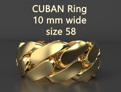 cubano anillo 10 mm amplio Talla 58 joyería joya enlace Enlaces banda apilable Europa Francia imprimible unido estados hombres mujer cadena anillos Cuba 3d print model - Mito3D