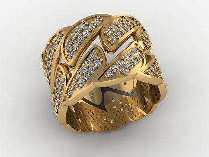 cuban ring 2 pisces jewelry shining art fashion design silver gold illustration printable diamond rings precious 3d print model - Mito3D