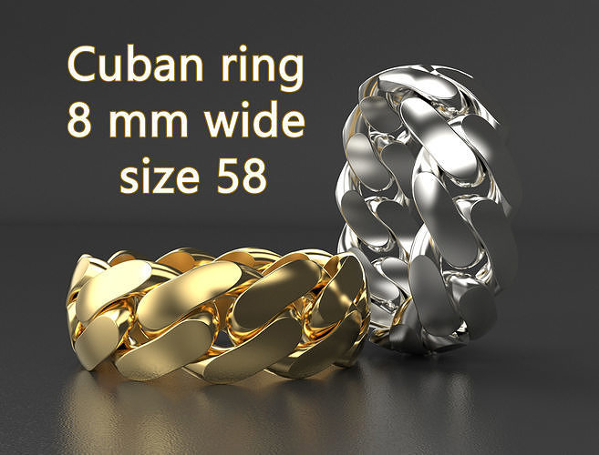 kubanisch Ring 8 mm breit Größe 58 Schmuck Verknüpfung Links Band stapelbar Europa Frankreich druckbar vereinigt Zustände Männer Frauen Kette Ringe Kuba 3D print model - Mito3D