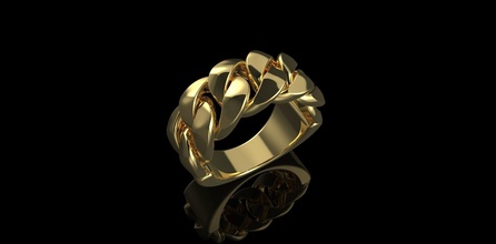 cuban ring diamond 1 gold silver wedding jewellery jewel jewelry engagement gem engagem cad apparel solitair sapphire fashion vintag rings 3d print model - Mito3D
