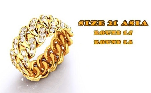 cubano anillo s21 joya joyería oro plata imprimible diamante Boda Enlaces cadena platino Moda enganchar blanco brillante belleza anillos 3d print model - Mito3D