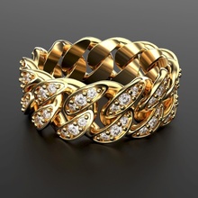 kubanisch Ring Größe 12 USA Kette Kubanring Frauen Gold Luxus Juwel Schmuck 3dprint druckbar Silber Ringe 3d print model - Mito3D