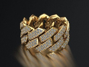cuban ring square size 9 usa chain cubanring women gold luxury jewel jewellery jewelry 3dprint printable silver rings wedding fashion 3d print model - Mito3D