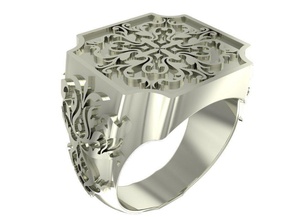 cube style signet ring old armenian ornaments ornament arm male printable finish jewelry rings men brutal soft 3d print model - Mito3D