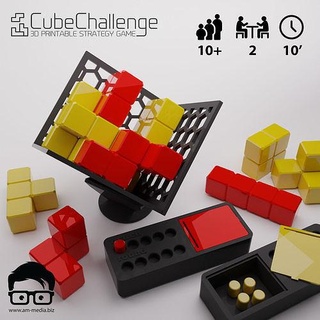 cubechallenge fast-paced strategy game print play challenge fun cube competition tactics skill family fast easy inexpensive geometric intelligence logic deduction friends socialising entertainment toy games toys board 3d print model - Mito3D