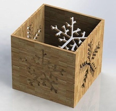 cubic christmas box 3d printing laser cutting year decor plywood cut open snowflake wood toy cube square needlework decoration house office 3d print model - Mito3D