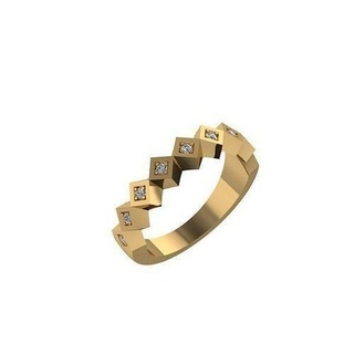 Cubik düğün yüzük takı yüzükler altın elmas gümüş yazdırılabilir mücevher nişan parlak moda cad 3d print model - Mito3D