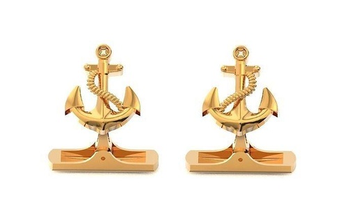cufflinks anchor 730 sea naval officer gold jewelry silver anchors 3d modeling creative design classic evening ring stylish trendy jewel 3dprinted 3d print model - Mito3D