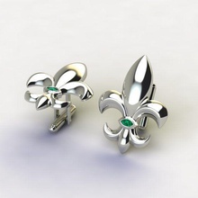 kol düğmeleri fleur lis 001 3dprinted tasarım moda altın mücevher takı yazdırılabilir Gümüş elmas yüzük fleurdelis markiz düğmesi gem manşet erkek giyim 3d print model - Mito3D