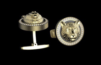 cufflinks leopard jewelry jewelery jaguar cat cheetah cougar predator gold enamel 3d print model - Mito3D
