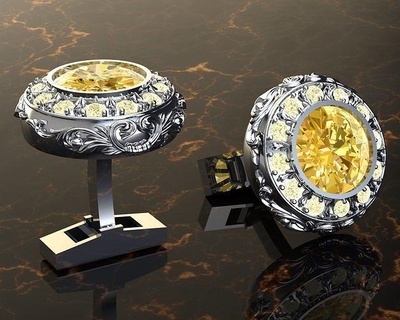 boutons manchette Seigneur or argent bijoux bague brillant sterling imprimable mode Masculin bijou décorations anneaux diamant manafjoaillier manaf classique 3d print model - Mito3D